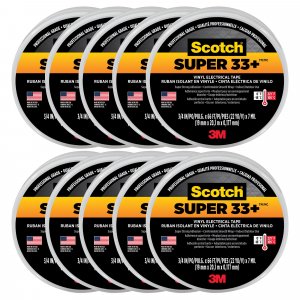 Scotch 3M Super 33+ Vinyl Electrical Tape.75-Inch by 66-Feet, 10-Pack