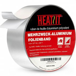 HEATIT Aluminum Foil Tape Professional Grade 2 inch x 30 feet (10yard Length) Thick 5.3mil (2.4mil foil and 2.9mil Backing Paper) for HVAC, Ducts, Pipes, Metal Repair, Heating Cable Application etc