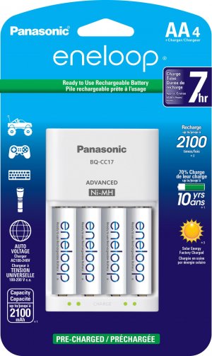 Panasonic K-KJ17MCA4BA 4-Position Charger w/AA eneloop Batteries, 4 pk