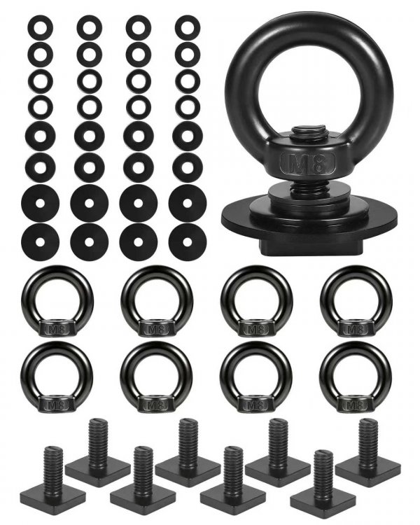 T Track Mount Tie Down Anchor for Roof Rack, M8 Heavy Duty Ring Shaped Eye Bolt, Stainless Steel T Bolt Eye Nut Tie Down Rings for Holding Bungee Cord, Ropes, Hooks