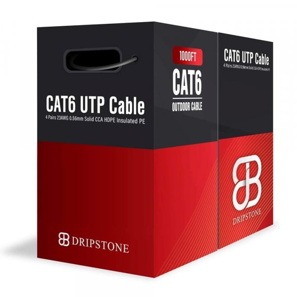 CAT6 Direct Burial Bulk Ethernet Cable 1000ft 23AWG Solid CCA Waterproof