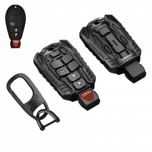 Heavy Duty Zinc Alloy Key Fob Cover, Accessories, Key Fob Case, Keychain Compatible with 2008 2009 2010 2011 2012 2013 2014 2015 2016 2017 2018 Dodge Ram 1500 2500 3500