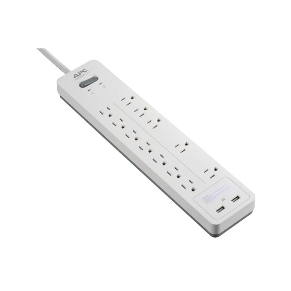 APC PH12U2W Home Office SurgeArrest® 12-Outlet Power Strip with 2 USB Ports