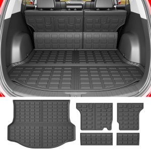 Xipoo Cargo Liner Compatible with 2013-2018 Toyota RAV4 Rear Trunk Mat Backrest Mat Car Cargo Mat Replacement for 2013-2018 Toyota RAV4 Accessories (Fit 13-18 RAV4,Rear Trunk Mat+Backrest Mat)