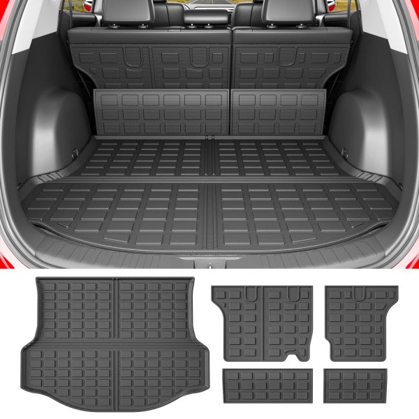 Xipoo Cargo Liner Compatible with 2013-2018 Toyota RAV4 Rear Trunk Mat Backrest Mat Car Cargo Mat Replacement for 2013-2018 Toyota RAV4 Accessories (Fit 13-18 RAV4,Rear Trunk Mat+Backrest Mat)