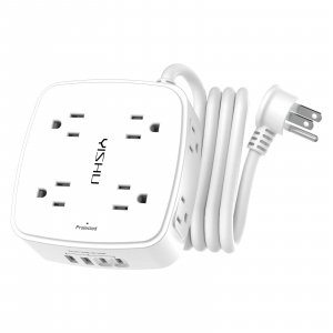 YISHU 6Ft Surge Protector Power Strip with 8 Widely Outlets & 4 USB Ports