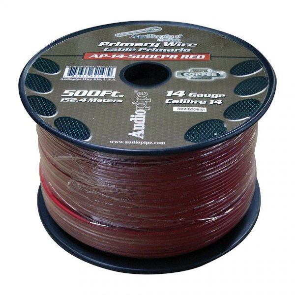 Audiopipe AP14500CPRRED 100% Copper Series Primary Wire 14 Gauge 500'