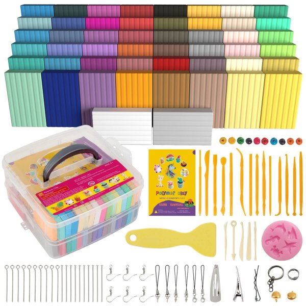 Aestd-ST Polymer Clay Kit 50 Colors, Oven Bake Modeling Clay for Kids