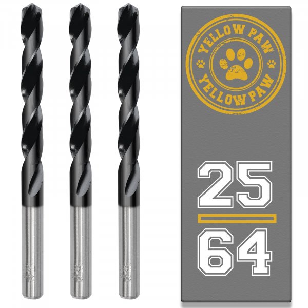 25/64 Inch Drill Bit (3 Pack) Industrial Grade M35 Cobalt Titanium Aluminum Nitrite - 25/64" Diameter & Total Length of 5" with Working Length of 3-1/4" Easily Drill Into Metal, Steel, & Aluminum
