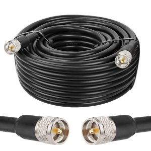 MOOKEERF 50ft KMR400 PL259 Male to Male Coaxial Cable - Low Loss UHF Cable for HAM Radio, VHF Radio, SWR Meter, Antenna Analyzer