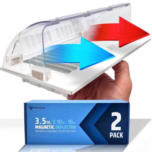 Powerful Magnetic Vent Air & Heat Deflector (2 Pack - New Version) for Ceiling, Floor and Wall - Will Never Fall Off - Adjustable from 9.2” to 16” - Super Strong Neodymium Magnets Upgraded Design