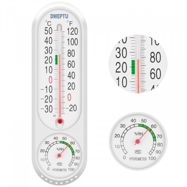 Outdoor/Indoor Thermometer Hygrometer Humidity Meter Thermometers Temperature Humidity Gauge Meter with Celsius/Fahrenheit (℃/℉) for Patio Field Cellar Garden Greenhouse Closet by DWEPTU