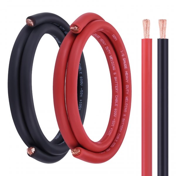 Geosiry 1/0 Battery Cable, 5FT Red+5FT Black 1/0 Wire, 1/0 Welding Cable for Automotive, Marine and Solar