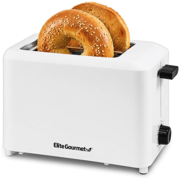 Elite Gourmet ECT-1027 Cool Touch Toaster, 7 Toast Settings Cancel Functions, Slide Out Crumb Tray, Extra Wide 1.5" Slots for Bagels Waffles Specialty Breads, Puff Pastry, Snacks, White