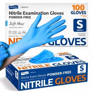 Supmedic Soft Max Medical Nitrile Exam Gloves Powder-Free Blue 100 Pcs (S)