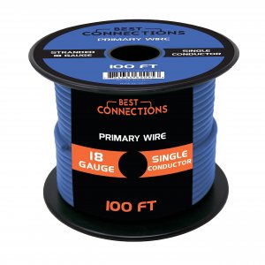 BEST CONNECTIONS Automotive Primary Wire - 100ft (Various Color Options) | Ideal for Trailer, Speaker, and Lighting Circuits | Durable Primary/Remote, Power/Ground Electrical Wiring (18 Guage, Blue)