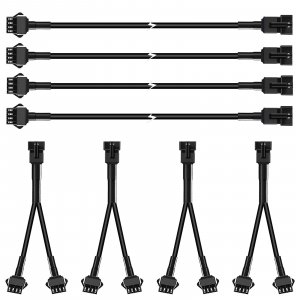 Hovano 4PCS 40 inch 4Pin Extension Cords and 4PCS 2-Way Splitters for LED Motorcycle ATV Trikes Golf Car Light Multi-Color Neon Strip Trucks Rock Lights