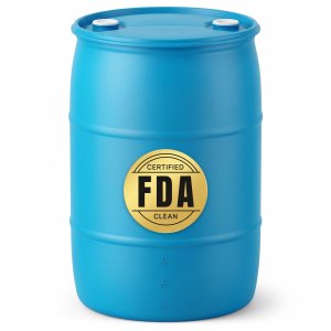 HOANK 55-Gallon Water Storage Barrel, BPA Free, Emergency Water Supply - Eco Friendly - Made in USA (Blue)