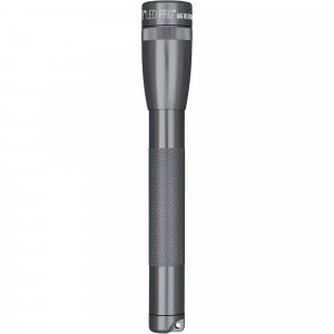 MagLite Mini Pro LED 2-Cell AA Flashlight, High Lumen, Water-Resistant, Adjustable Focus – Gray