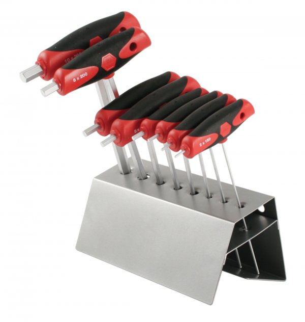 Wiha 54092 Soft Grip Dual Drive Ball End Metric Hex T-Handle – 8 Piece Set