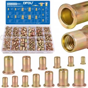 DFDU 660Pcs Metric & SAE Rivet Nut Kit Threaded Nutserts Set