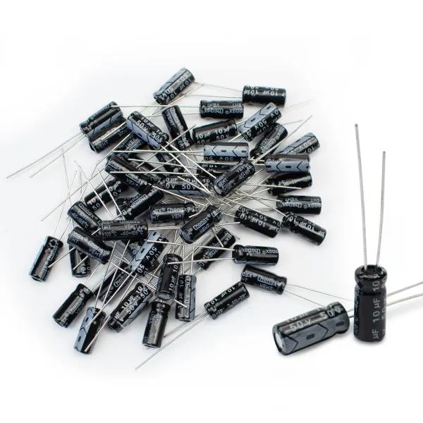 Innfeeltech 50 Pcs Electrolytic Capacitor 10uF 50V Aluminum Radial Electrolytic Capacitors