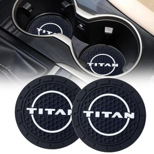 2Pcs Car Cup Holder Coaster for Titan Accessories Anti Slip Cup Holder Insert Coaster (White T)