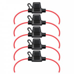 VANTRONIK Waterproof MINI Inline Fuse Holder with 18 Gauge AWG Wire 12 Inches Long, Fit for Small Blade Fuse in Vehicle Automotive Car Boat Tractor, 5 Pack