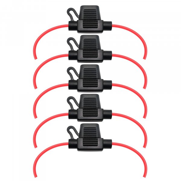 VANTRONIK Waterproof MINI Inline Fuse Holder with 18 Gauge AWG Wire 12 Inches Long, Fit for Small Blade Fuse in Vehicle Automotive Car Boat Tractor, 5 Pack
