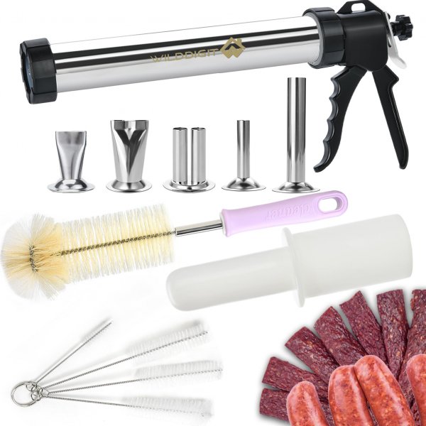 2.1 LB 3rd Gen Professional Stainless Steel Sausage Stuffer, Jerky Gun Kit
