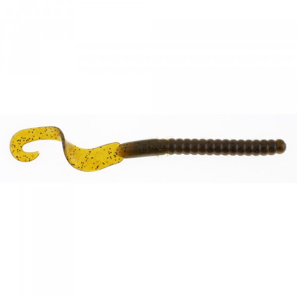 Berkley PowerBait® Power Worm Fishing Bait, Green Pumpkin, 7in | 18cm, Irresistible Flavor, Classic Curly Tail Worm Profile, Ideal for Spring, Summer and Fall Fishing