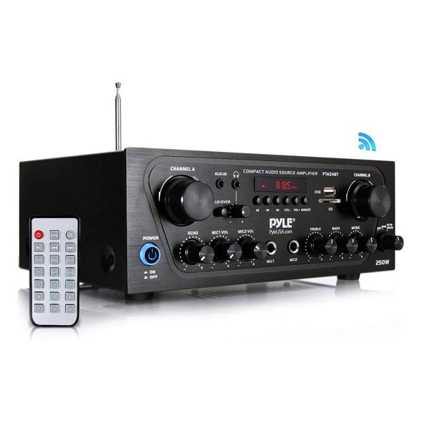 Pyle PTA24BT Compact Bluetooth Audio Stereo Receiver with FM Radio