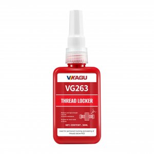 VIKAGU263 Red High Strength&Temp Threadlocker - Anaerobic Screw Glue Resists 230°C Heat, Oil & Chemicals - Medium Viscosity Glue for Bolts, Metal Fastener Lock - Infiltrated Threadlocker - 1.69Oz/50ml