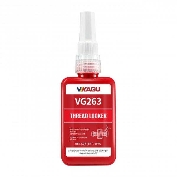 VIKAGU263 Red High Strength&Temp Threadlocker - Anaerobic Screw Glue Resists 230°C Heat, Oil & Chemicals - Medium Viscosity Glue for Bolts, Metal Fastener Lock - Infiltrated Threadlocker - 1.69Oz/50ml
