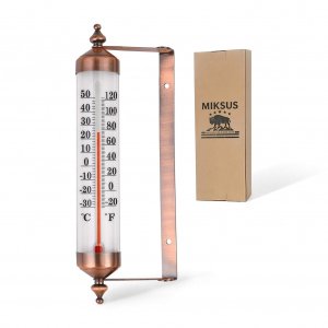 10.3" Outdoor Indoor Wall Thermometer Large Numbers Premium Steel Waterproof Vintage Analog Adjustable Angle Dual Scale °C/°F No Battery Patio Garden Home