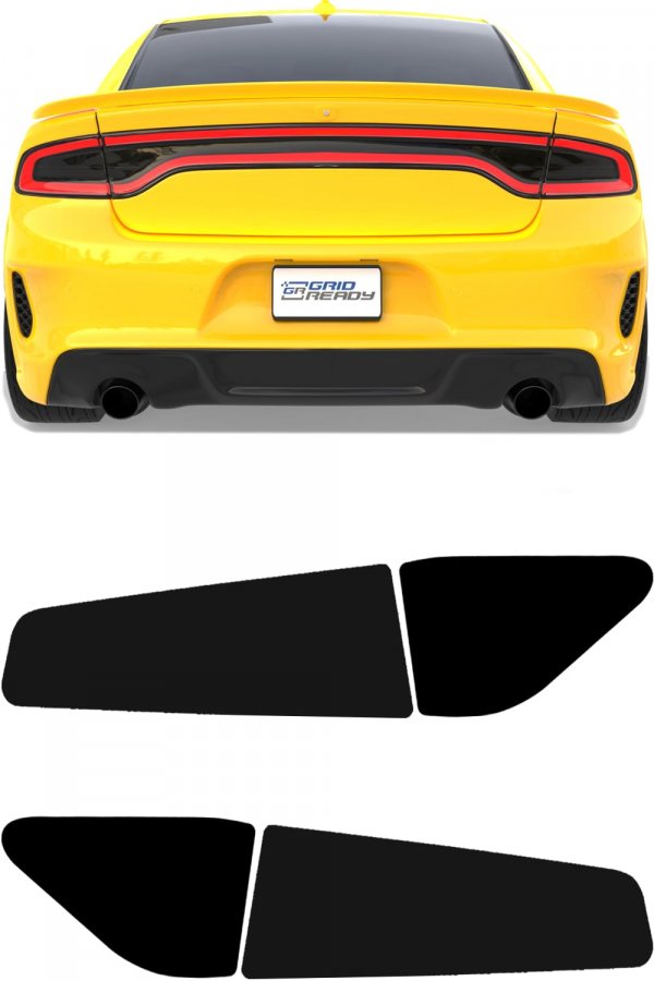 Compatible with 2015-2023 Dodge Charger Tail Light Tint Kit precut Dark Black Smoke Overlays. Vinyl taillight Accessories