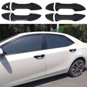 AOKIO Car Door Handle Cover Compatible with 2014 2015 2016 2017 2018 Toyota Corolla Accessories (Glossy Black Without Smart Keyhole)