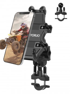 ZIDIYORUO ATV Phone Holder, Quad Phone Mount, 8 Clamps Holds 4.7-7.1" Phones, One Hand Operation Motorcycle Phone Clip for 7/8-9/8" Handlebar,Compatible with Yamaha Polaris Honda Can Am