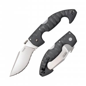 Cold Steel Spartan 4.5 in Japanese AUS10A Serrated Blade Tactical Pocket Folding Knife w/Tri-Ad Lock and Griv-Ex Handle w/Steel Liners