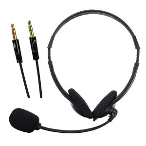 Maxell 199317 Stereo Headphones w/Boom Microphone and PC Adapter