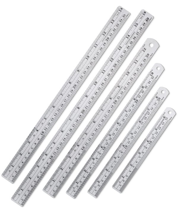 Mr. Pen- Metal Straight Edge Ruler, 6 pcs, 6", 8", 10", 12", 14", 16"