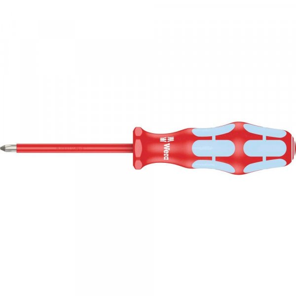Wera 05022733001 Kraftform Stainless VDE 3162i PH Stainless Steel Phillips Screwdriver, PH 1 Head, 3-1/8" Blade Length