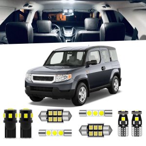 ENDPAGE 8-Pieces Element LED Interior Light Kit for Honda Element 2003 2004 2005 2006 2007 2008 2009 2010 2011 White Interior Map Dome Trunk LED Lighting Package + License Plate Lights, Install Tool