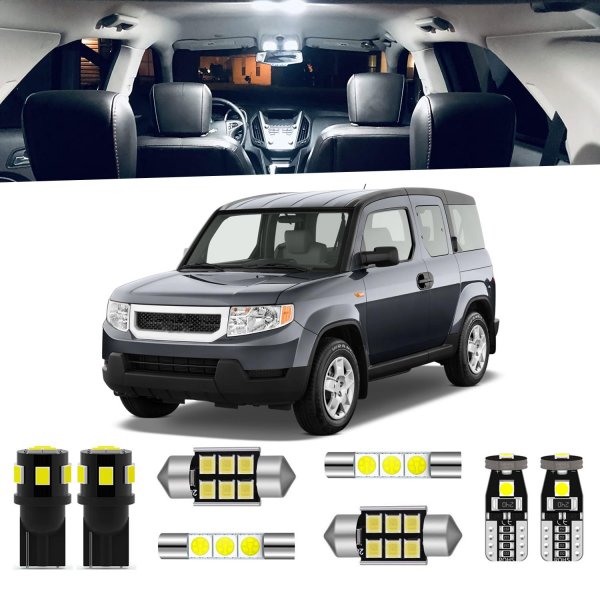ENDPAGE 8-Pieces Element LED Interior Light Kit for Honda Element 2003 2004 2005 2006 2007 2008 2009 2010 2011 White Interior Map Dome Trunk LED Lighting Package + License Plate Lights, Install Tool