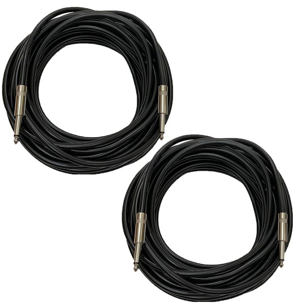 Professional 2-Pack 25 Feet 12 Gauge 1/4" to 1/4" TS Speaker Cables