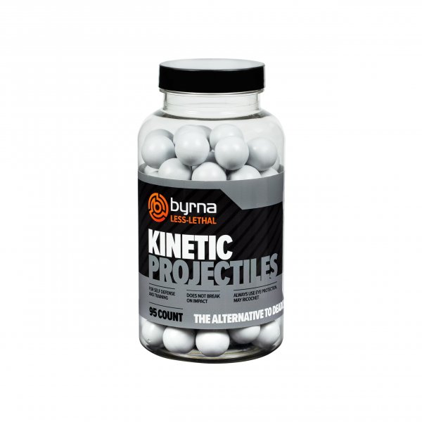 Byrna Kinetic Projectiles - Reusable Hard-Solid Plastic Rounds for Training, Target Practice and Self Defense, 0.68 Caliber - (95 Count) (Light Gray)