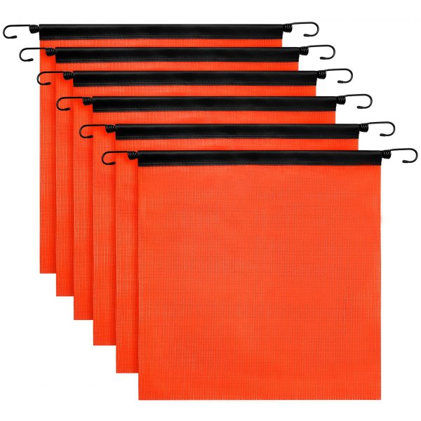 6-Pack Orange Mesh Safety Flags, 18 x 18 Inch, Bungee Hooks