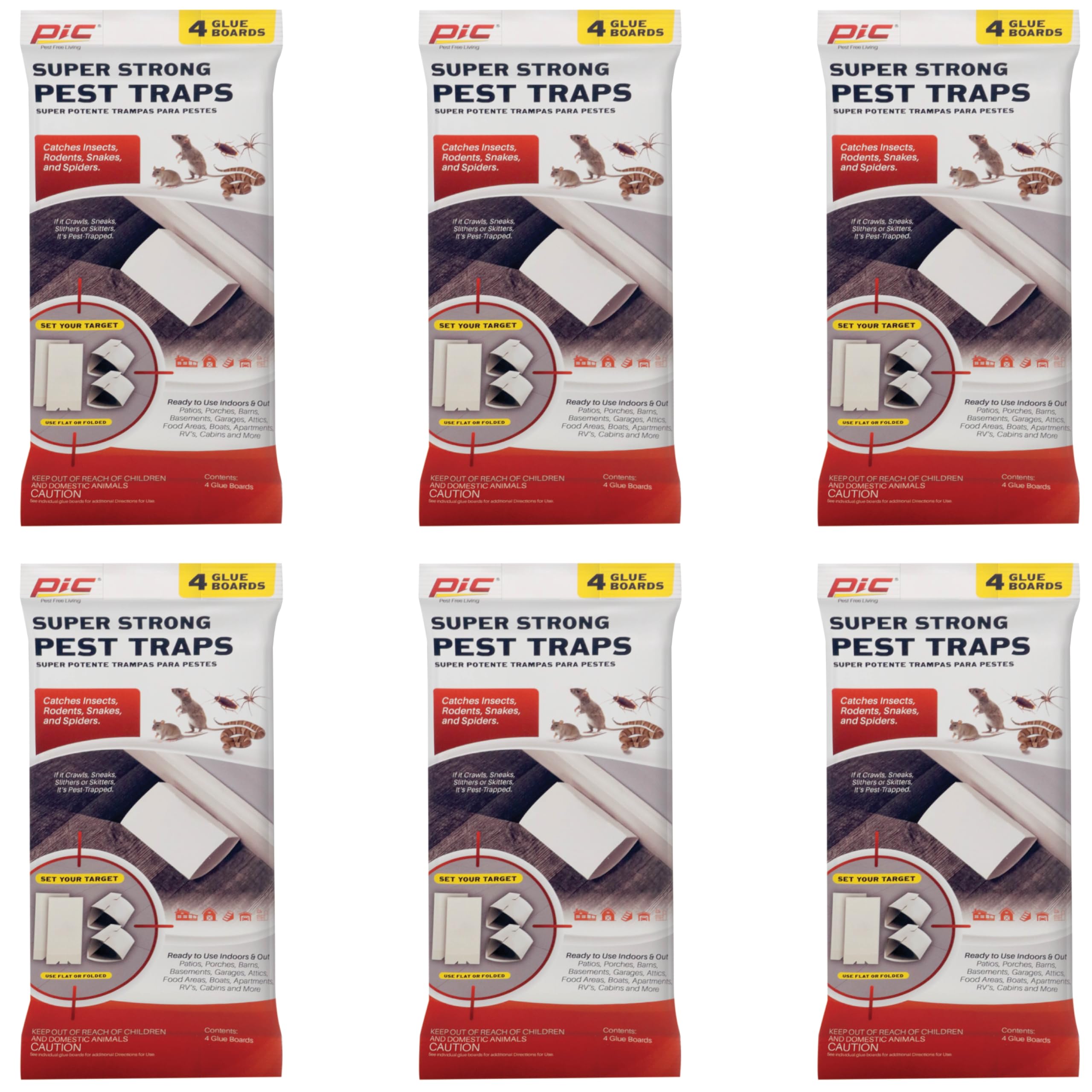 PIC GPT-4 Glue Pest Trap for Spiders & Snakes, 4 pk