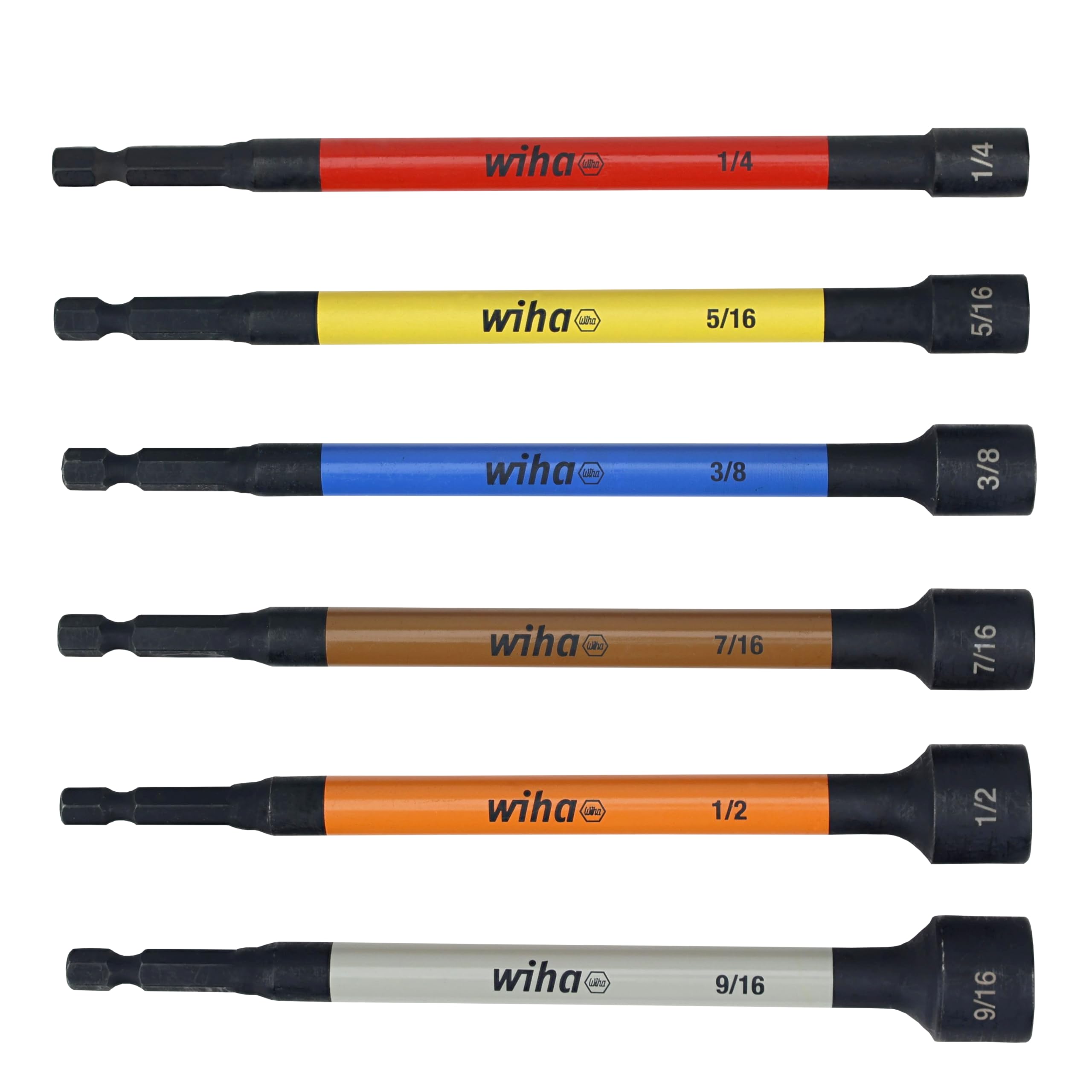 Wiha 70486 SAE Color Coded Magnetic Nut Setter Set – 6 Piece Set