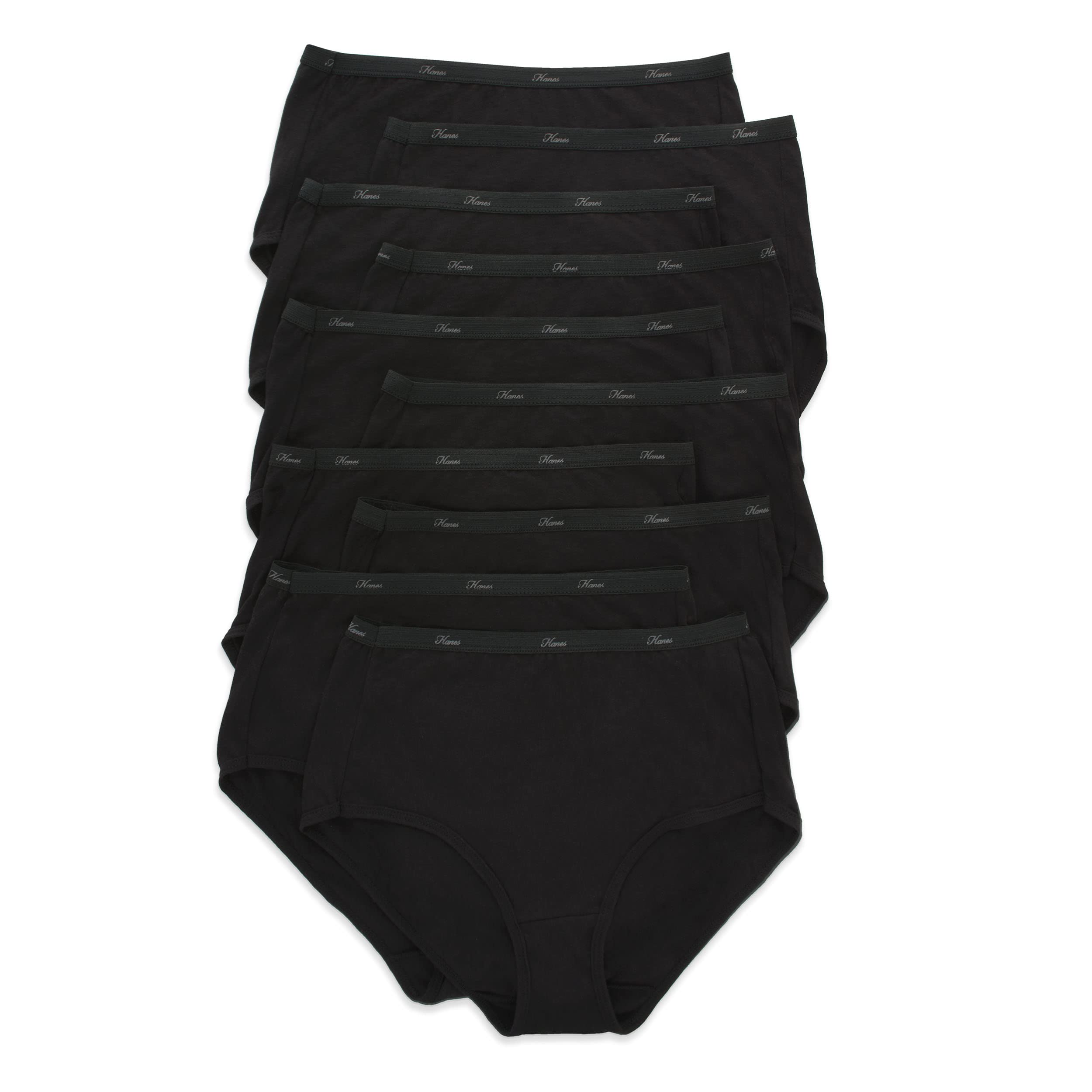 Hanes womens Cotton Brief Underwear, 10 Pack - Brief Black, 6 US